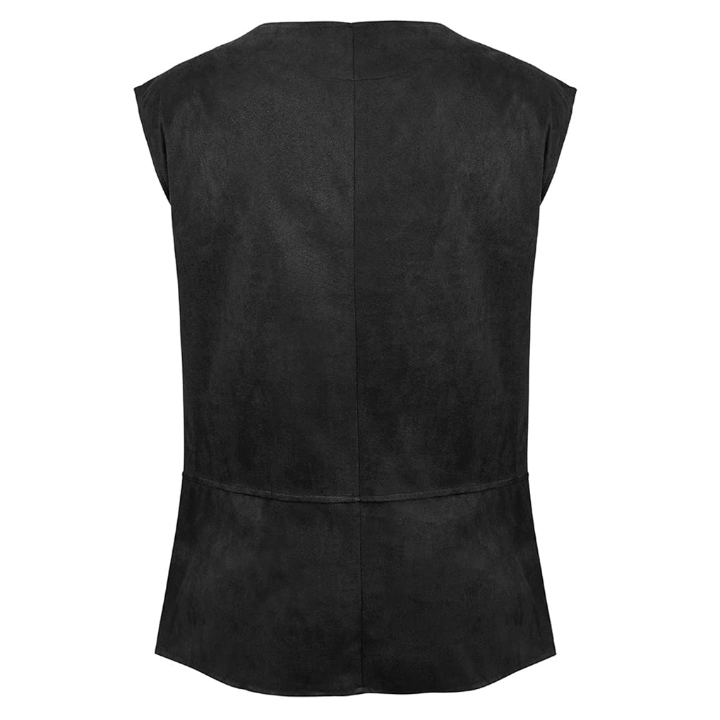 Lehauya Men's Pirate Vest Renaissance Vest Costume Pirate Costumes Medieval Steampunk Gothic Waistcoat Black Small