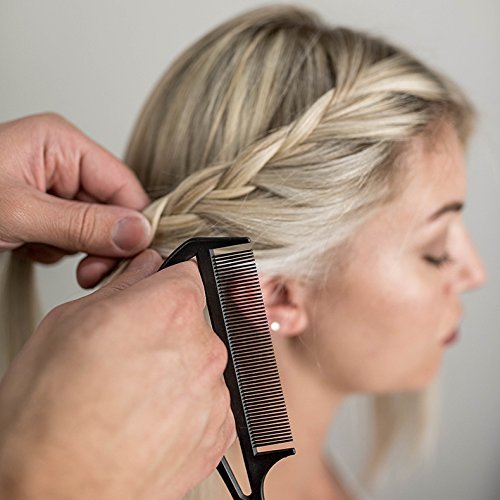 Pink Pewter Carbon Hair Styling Comb - Professional Heat & Chemical Resistant, No Static - Black