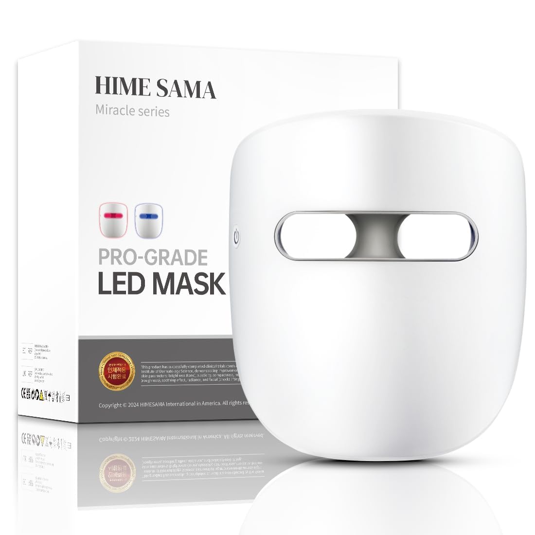 HIME SAMA LED Face Mask - 8 Color Wireless Skin Care Device | Red & Blue Light for Wrinkle Reduction