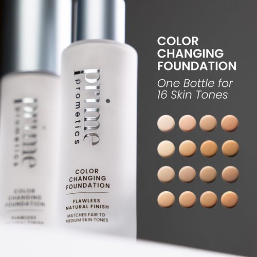 Prime Prometics Color Changing Foundation - Adapts to Your Skin Tone | Buildable Coverage & 12-Hour Wear