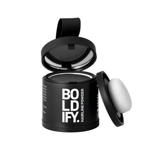 BOLDIFY Hairline Powder (LARGE, 10g) - Water-Resistant Root Touch Up Hair Color for Gray Coverage - 24-Hour Stain-Proof, Mess-Free Hair Powder for Thinning Hair - Dark Gray