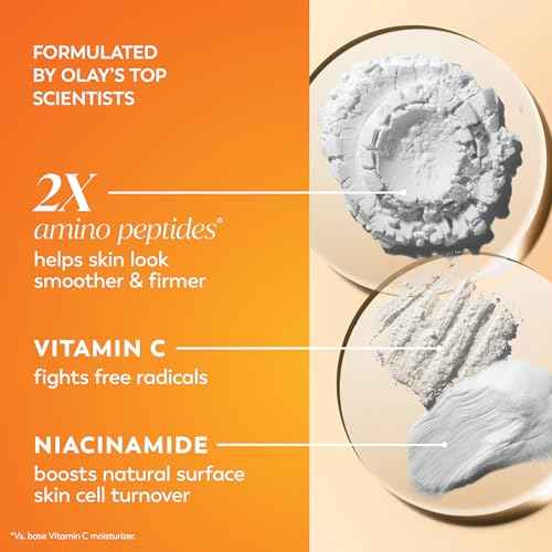 Olay Vitamin C MAX Face Moisturizer, Brightening Cream for Women, Hydrating, Evens Tone, Dark Spot & Hyperpigmentation Reduction, Glowing Skin Care - Niaciniamide, Peptides 1.7 Oz