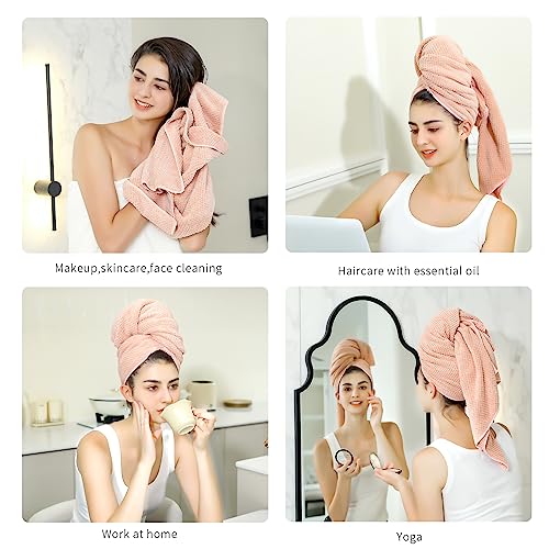 Laojbaba Microfiber Hair Towel Quick Dry Hair Towel Hair Drying Towels Suitable for All Kinds of Hair Ultra Absorbent Long and Thick Hair 24X48inch Blue (1pcs)