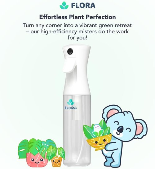 Flora Premium Plant Mister Spray Bottle - Gentle Fine Mist for Precision Hydration | Smart App Included (1 Pack)