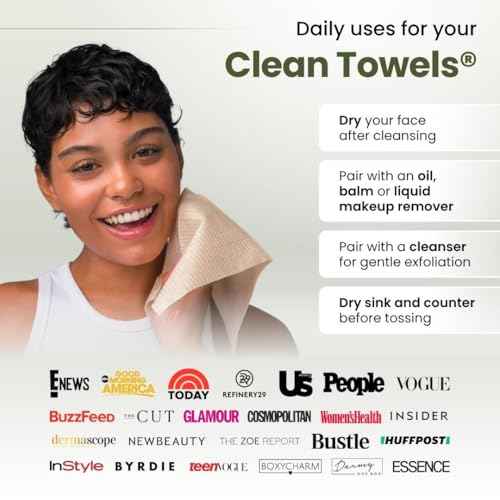 Clean Skin Club Bamboo Viscose Clean Towels¢ç XL 100% USDA Biobased Face Towel, Disposable Face Towelette, Makeup Remover Dry Wipes, Ultra Soft, 50 Ct, 1 Pack