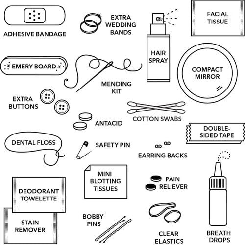 Pinch Provisions Minimergency Kit for Bridesmaids, Includes 21 Emergency Wedding Day Must-Have Essentials, Perfect Bridal Shower and Bridesmaids Proposal Gift - Champagne Glitter