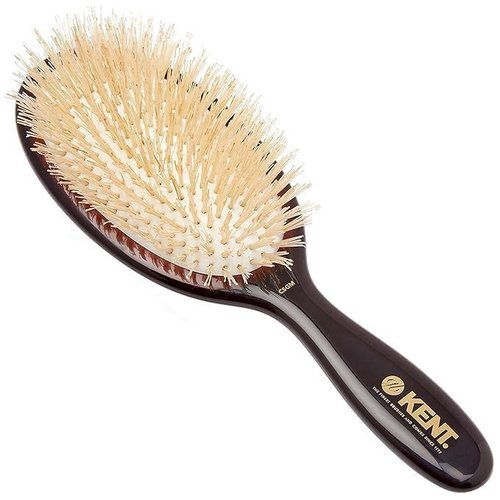 Kent CSGM Classic Shine Oval Cushion Straightening Brush - Soft White Boar Bristle for Fine Hair