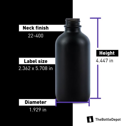 The Bottle Depot - 3 Pack - 4 oz Glass Bottle with Dropper - Black Frosted - 22-400 Neck Finish - Boston Round Bottles - Leakproof Essential Oils Bottles