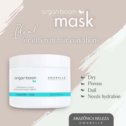 Amazonica Beleza Argan Oil Hair Mask - Intense Moisturizing & Nourishment for Dry Hair | 10 oz