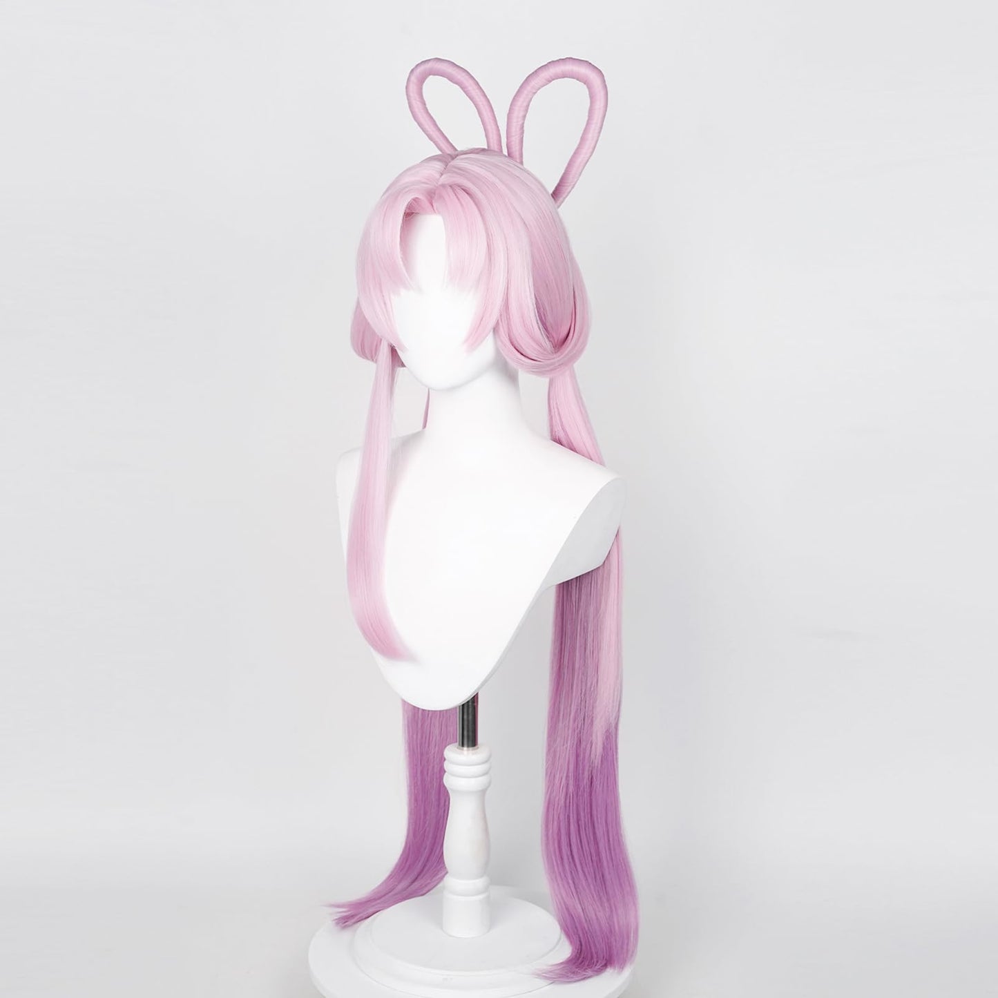 XiongXiongLe Game Honkai Star Rail Fu Xuan Cosplay Wig Women Pink Gradient Purple Long Straight Split Special Hair Bun Wigs for Girls Cos Party Halloween Christmas Comic Con(FuXuan)