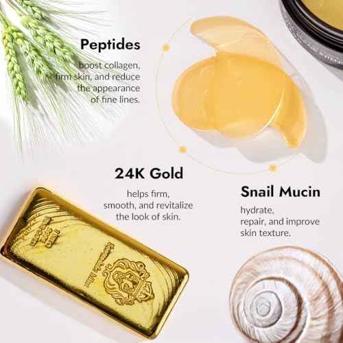 MIZON Under Eye Patches for Puffy Eyes & Dark Circles, 24K Gold & Snail Mucin, 60 Pcs ? Anti-Wrinkle Collagen & Peptide Formula ? Moisturizing Korean Eye Mask for Elasticity