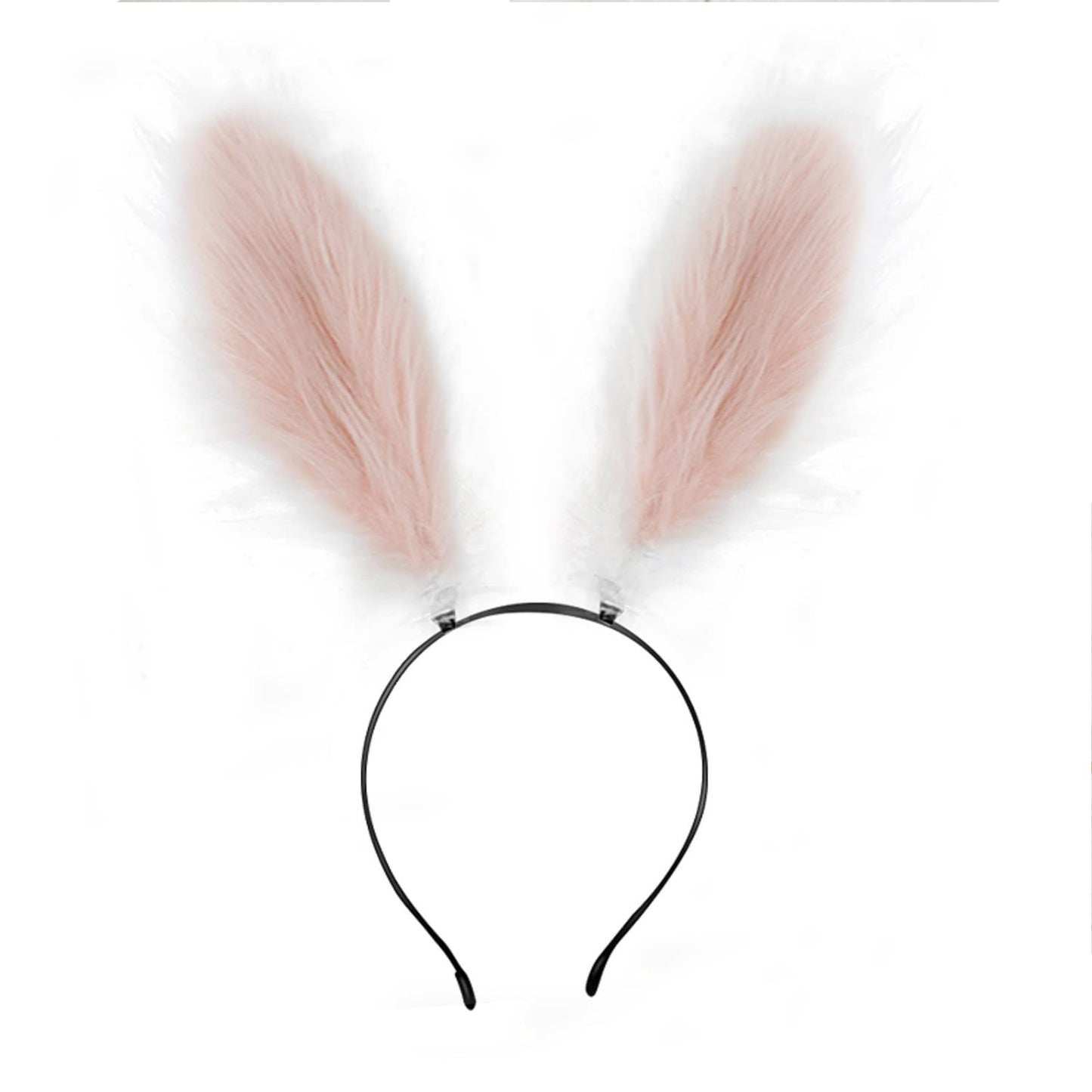 Fxaelian Cosplay Pink White Rabbit Bunny Long Ears Headband Hairband Hair Clips Headpeice Easter Halloween Costume Party Headpiece Headwear Hair Accessories Pink White