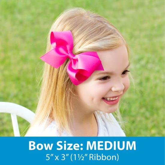 Wee Ones Girls' Grosgrain Pink-themed Christmas Novelty Print Hair Bow, Medium, Pink Present