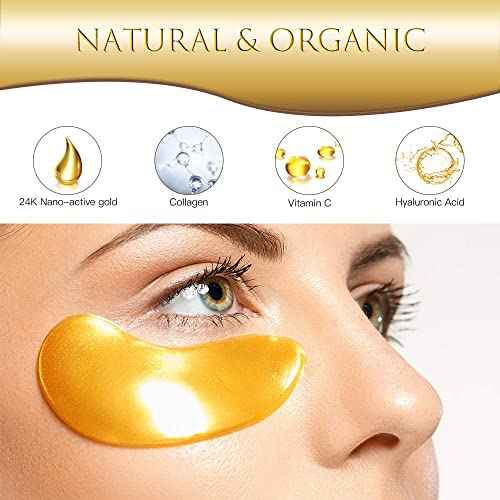 AVJONE 24K Gold Under Eye Patches (30 Pairs), Collagen eye masks for dark circles and puffiness, eye patches for women puffy eyes, Revitalises and Refreshes Your Skin