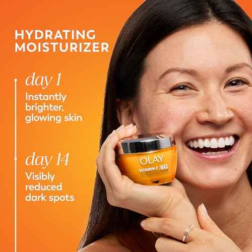Olay Vitamin C MAX Face Moisturizer, Brightening Cream for Women, Hydrating, Evens Tone, Dark Spot & Hyperpigmentation Reduction, Glowing Skin Care - Niaciniamide, Peptides 1.7 Oz
