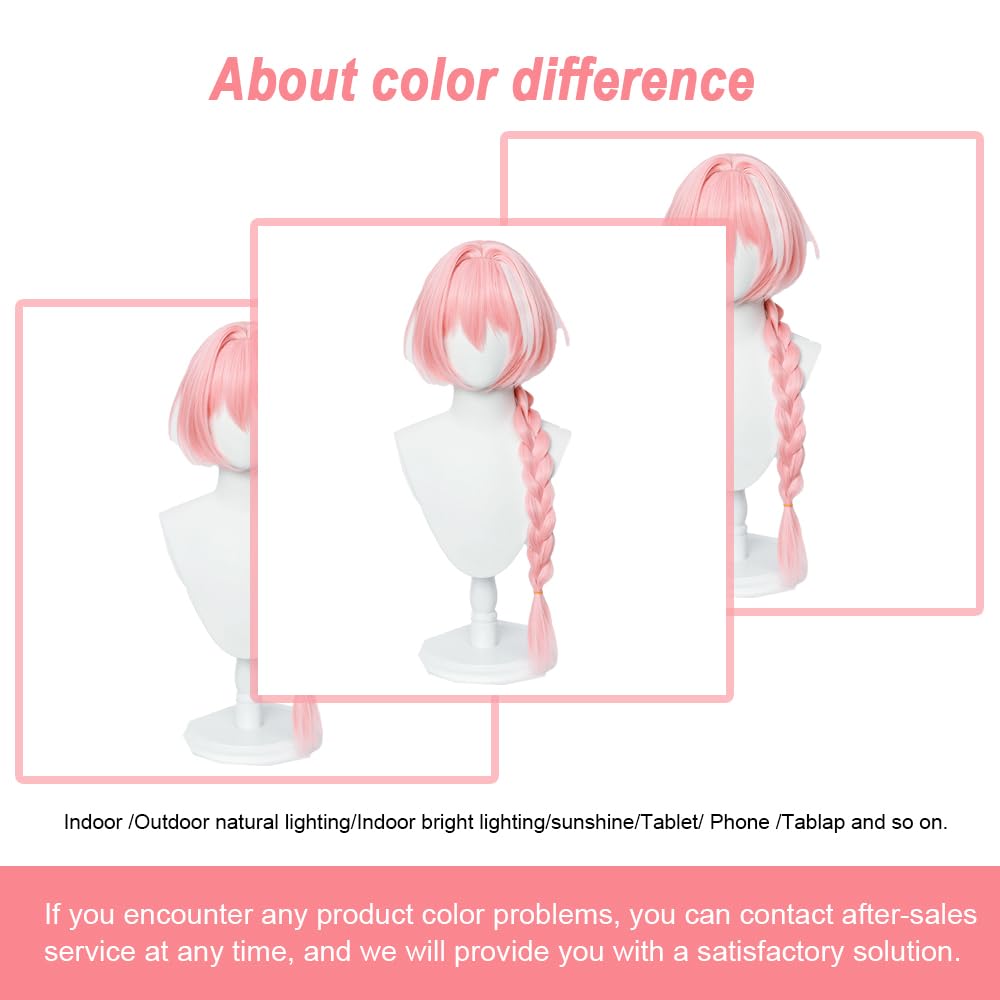 SEISAIDO Long pink Cosplay Wig Braided Anime Hair with High-Temperature Synthetic Fiber Suitable for Anime Cosplay Con