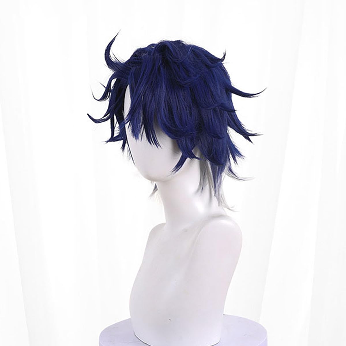 XiongXiongLe Game Honkai Star Rail Cosplay Sampo Dark Blue Short Curled Hair Replacement Wig for Women Girls Cos Party Halloween Christmas(Sampo)