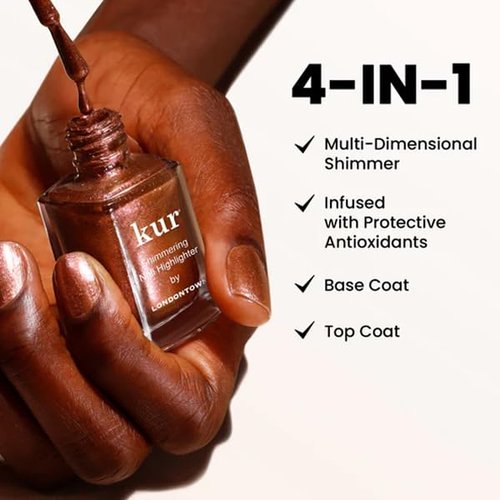 LONDONTOWN Shimmer Nail Highlighter - Iridescent Copper Rose Gold Nail Polish Treatment | Vegan & Cruelty-Free - 0.40 fl oz