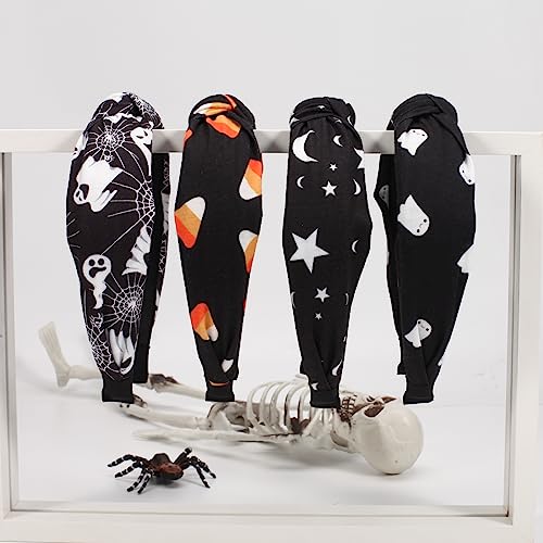 Ardorchid Halloween Headbands for Women Girls Ghost Skeleton Pumpkin Spider Web Black Star Moon Hairbands (4PCS Halloween Headbands)