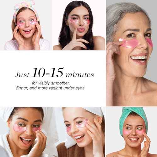 ZealSea Under Eye Patches for Puffy Eyes and Dark Circles, Collagen Under Eye Mask for Dark Circles and Puffiness, Travel Essentials, Eye Gel Pads for Spa Party, Self Care Gifts for Women, 20 Pairs