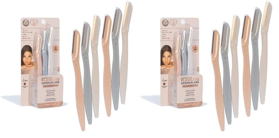Finishing Touch Flawless Dermaplane Facial Exfoliator and Hair Remover, 4 Count (Pack of 2)