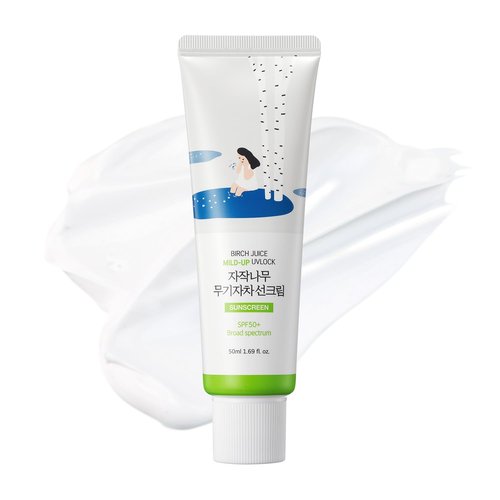 ROUND LAB Birch Juice Mild-Up Sunscreen - SPF 50+ Broad Spectrum | Mineral Zinc Oxide for Sensitive Skin, 1.69 Fl Oz