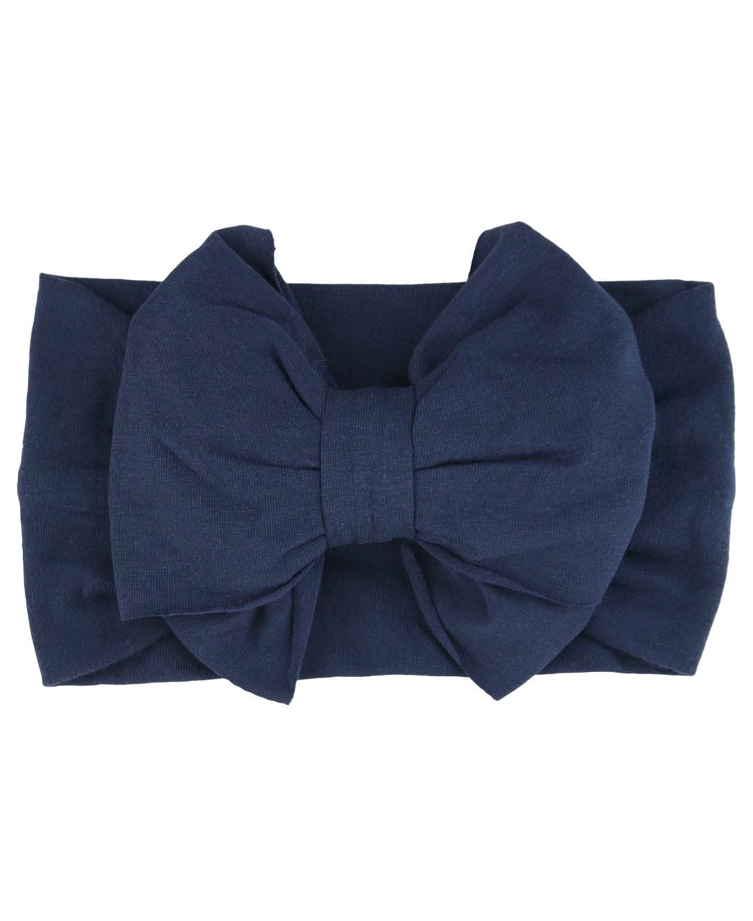 RuffleButts Navy Big Bow Headband - One Size