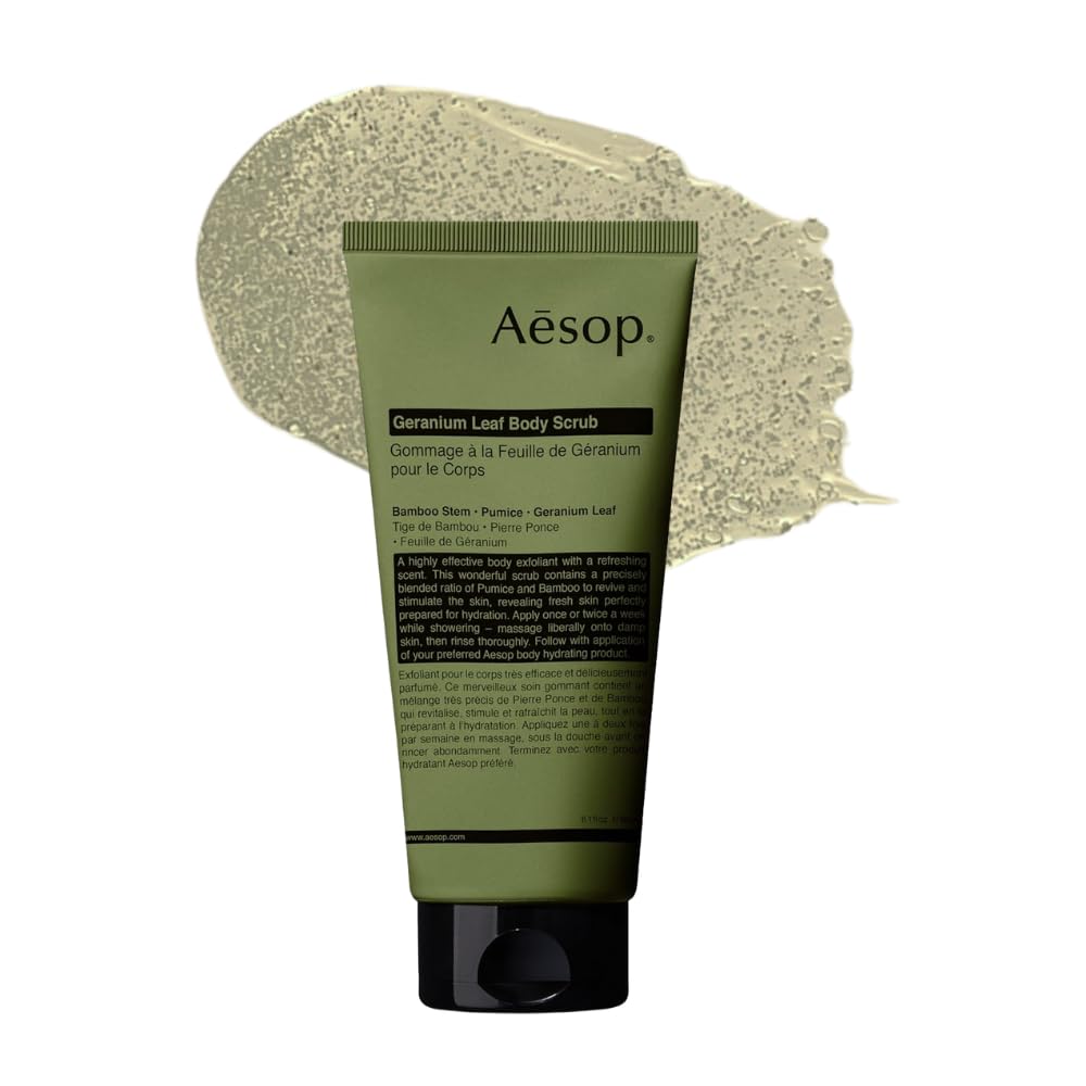 Aesop Geranium Leaf Body Scrub - Exfoliating Polish with Bamboo & Pumice for Smooth Skin | 6.2 oz