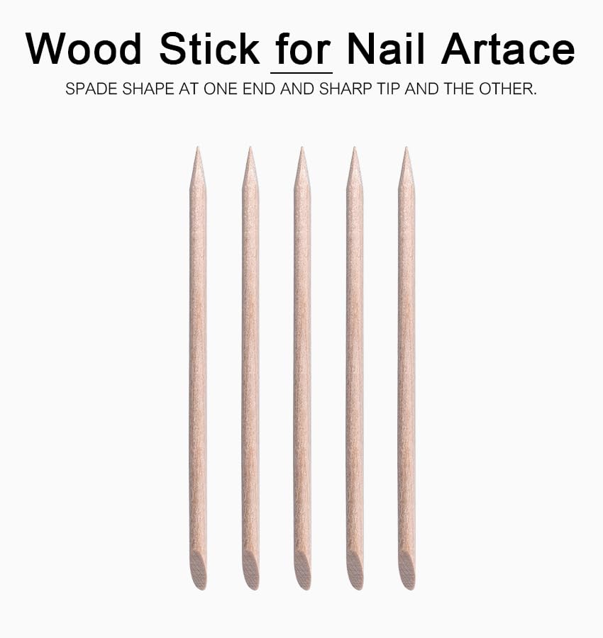 siyuwuro 5PCS Orange Wood Nail Sticks Double Sided Cuticle Pusher Remover Multi Functional Orange Wood Cuticle Sticks Manicure Pedicure Tool With Clear Storage Tube