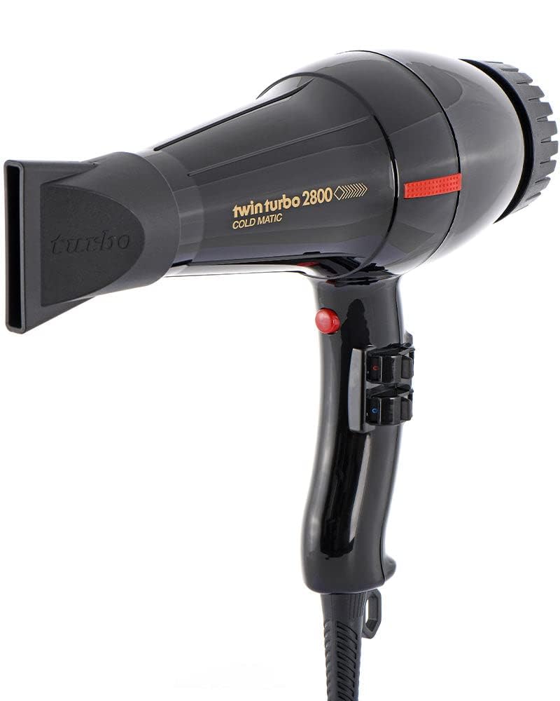 Turbo Power Twinturbo 2800 Hair Dryer - Coldmatic Technology | Sleek Black Finish, 1 Count