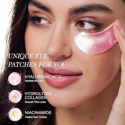 ZealSea Under Eye Patches for Puffy Eyes and Dark Circles, Collagen Under Eye Mask for Dark Circles and Puffiness, Travel Essentials, Eye Gel Pads for Spa Party, Self Care Gifts for Women, 20 Pairs