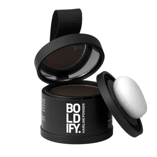 BOLDIFY Hairline Powder - Water-Resistant Root Touch-Up for Gray Coverage | 24-Hour Stain-Proof, Mess-Free - Dark Brown