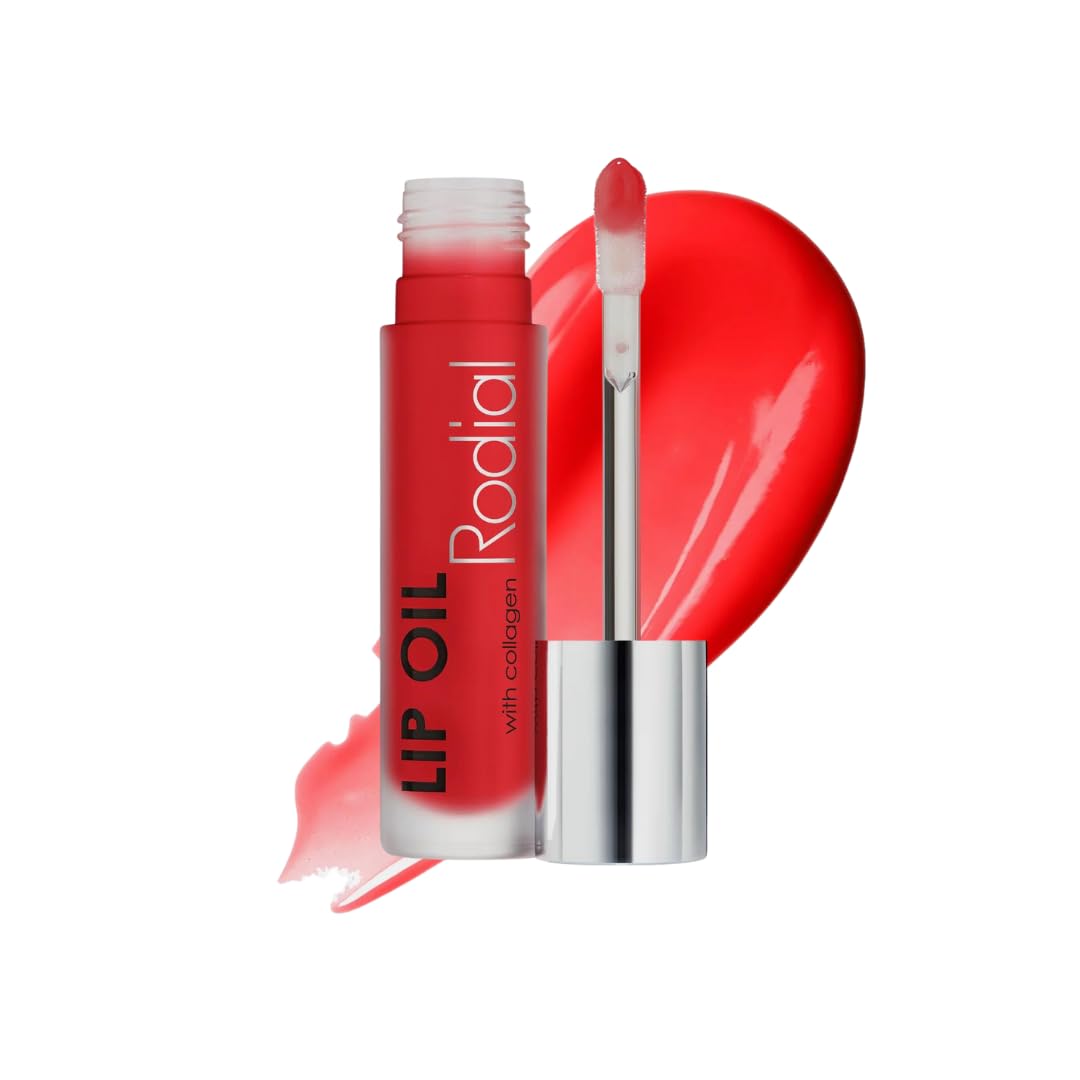Rodial Plumping Collagen Lip Oil Cherry 0.13fl.oz, Vegan Collagen-Infused Lip Oil with Macadamia and Jojoba Oil, Deep Hydration for Fuller-Looking Pout, Ultra-Nourishing Formula