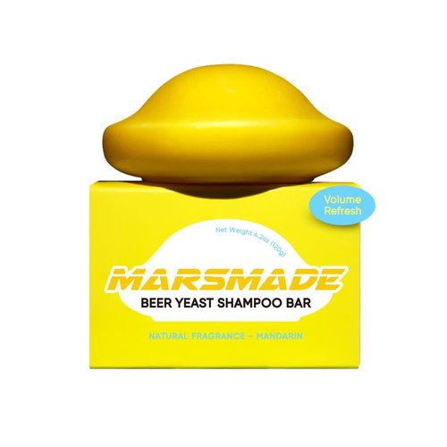 MARS MADE Beer Yeast Shampoo Bar 2.0 - Hydrating Natural Hair Soap for Volume & Scalp Nourishment | 120g (4.23oz)