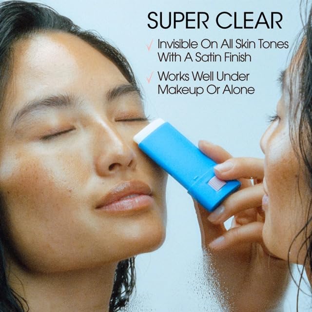 Vacation Super Stick SPF 45 - Clear Sunscreen for Face | Travel Size with Hyaluronic Acid, 0.7 Oz