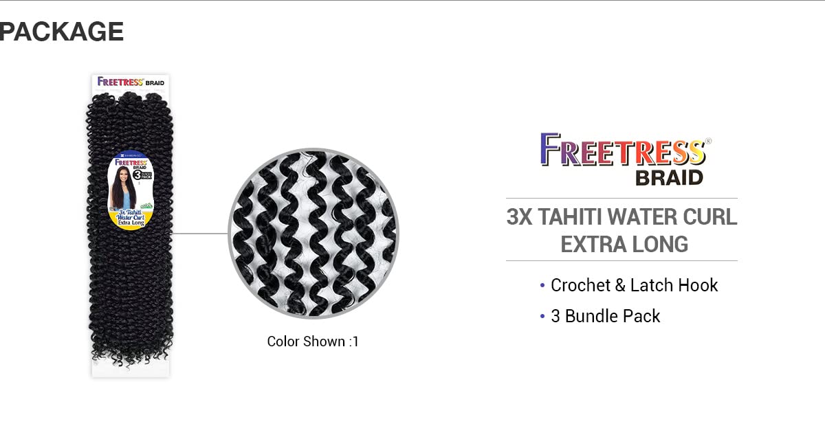 Freetress Synthetic Braid - 3X TAHITI WATER CURL EXTRA LONG (Color:27)