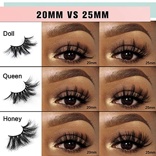 SY SHUYING 6 Pairs 20mm Mink Lashes 3D Real Mink Eyelashes Dramatic Fluffy False Eyelashes 100% Handmade 6D Wispy Cross Long Thick Soft Reusable Fake Eye Lahses (Doll)