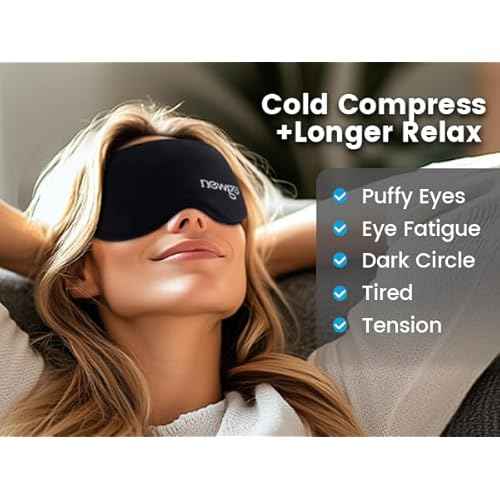 NEWGO Cooling Gel Eye Mask 3D Soft Cold Eye Mask, Eye Ice Pack with Zero Eye Pressure Hot Cold Therapy Blackout Sleep Mask for Puffiness, Dark Circles, Dry Eyes, Headaches and Stress Relief