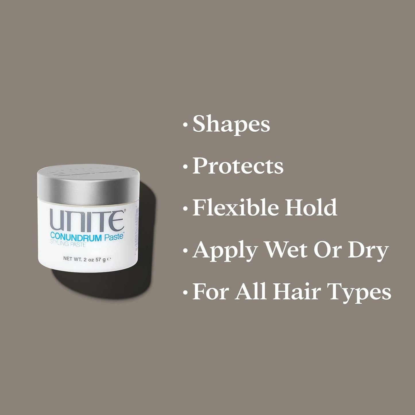 UNITE Hair Conundrum Paste - Hybrid Styling Cream for Moldable Texture & Flexible Hold - 2 Oz