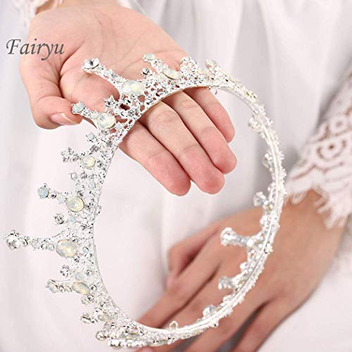 Fairyu Baroque Wedding Bride Crown and Tiaras Rhinestone Gemstone Crown Tiaras Queen Bridal Crowns Elegant Roal Hair Accessories for Women and Girls (Green)