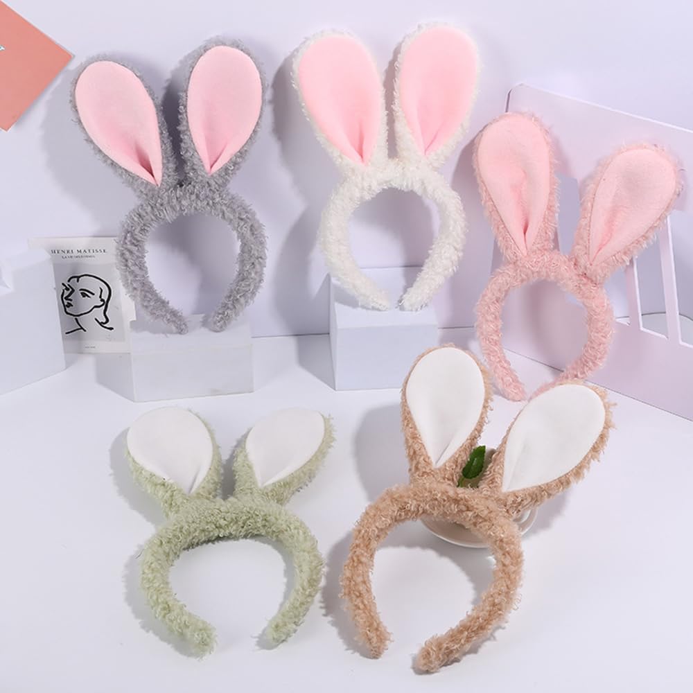 Xansema Women Girls Plush Bunny Headband Cute Rabbit Ear Hairband Halloween Cosplay Costume Party Headwear (A-Yellow)