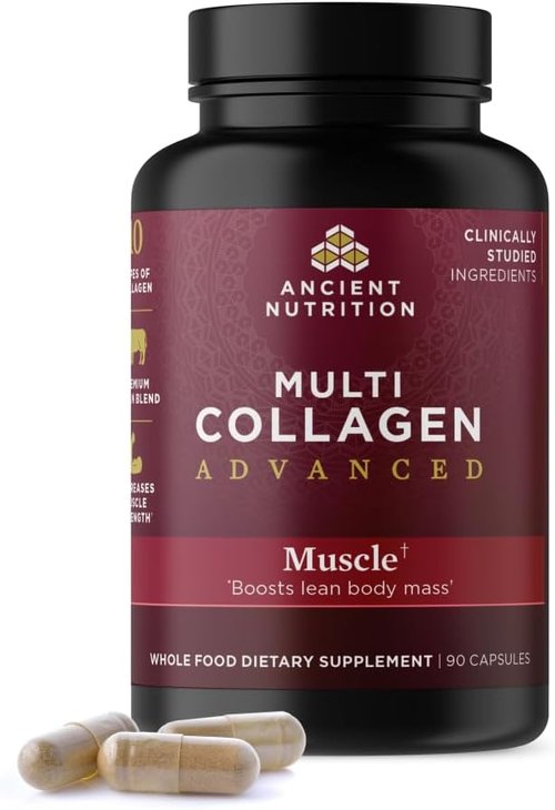 Ancient Nutrition Advanced Multi Collagen Protein Capsules - Support Muscle Health | 90 Count