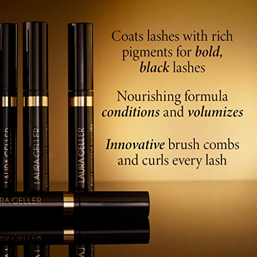 LAURA GELLER Kajal Longwear Mascara – Black – Volumizing, Lengthening, & Defining Mascara - Smudge‑Proof & Flake‑Proof Wear, Buildable Formula