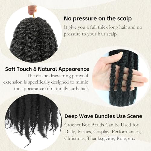 ACCRUE 6 Packs Marley Twist Braiding Hair 16 Inch Marley Hair Crochet Braids Afro Kinky Synthetic Cuban Twist Marley Hair For Twists Braiding Hair Extensions,15 Strands/Pack (16in（6pack）, 1B)