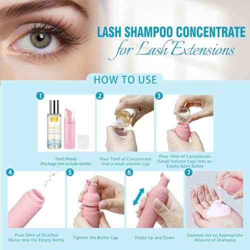 4.06 FL OZ Lash Shampoo Concentrate for Lash Extensions, Lash Cleanser Concentrate Eyelash Extension Cleanser Professional Lash Concentrate for Lash Extension Natural Foaming Cleanser Eyelash Shampoo