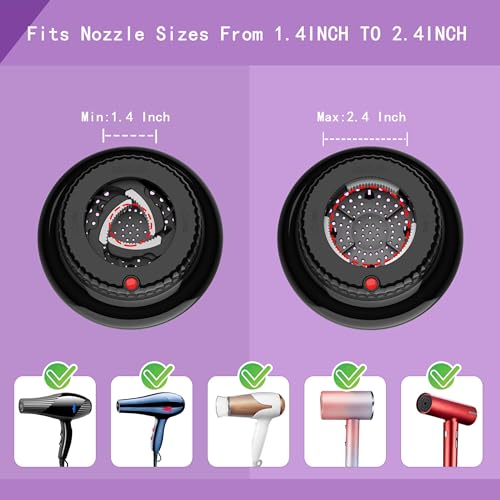 LIGOLIG Hair Difuser Attachment Universal Diffuser Hair Dryer for 1.4-inch to 2.4- inch Blow Dryer, Hair Diffuser for Curly Hair and Natural Wavy Hair (Black)