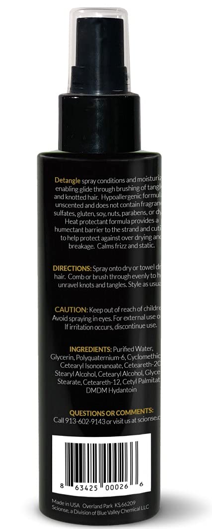 Skiennix Hypoallergenic Detangler - Fragrance-Free Heat Protectant Leave-In Conditioner