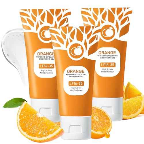 Orange Exfoliating Gel Scrub, Deep Cleansing Moisturizing Scrub with Enzymes, Purifying Exfoliating Gel for Face & Body, Facial Exfoliator Cleanser to Remove Blackheads (3PC, 1)