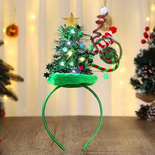 Zoestar Light Up Christmas Tree Headband Glow Hair Bands Xmas Holiday Party Costume Hair Accessories Women and Girls