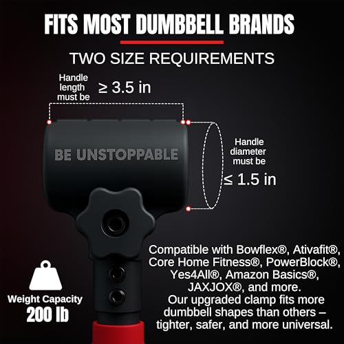 Dumbbell to Barbell Converter Set, Adjustable Weights, 200 lb Capacity, Steel Clamp, Home Gym